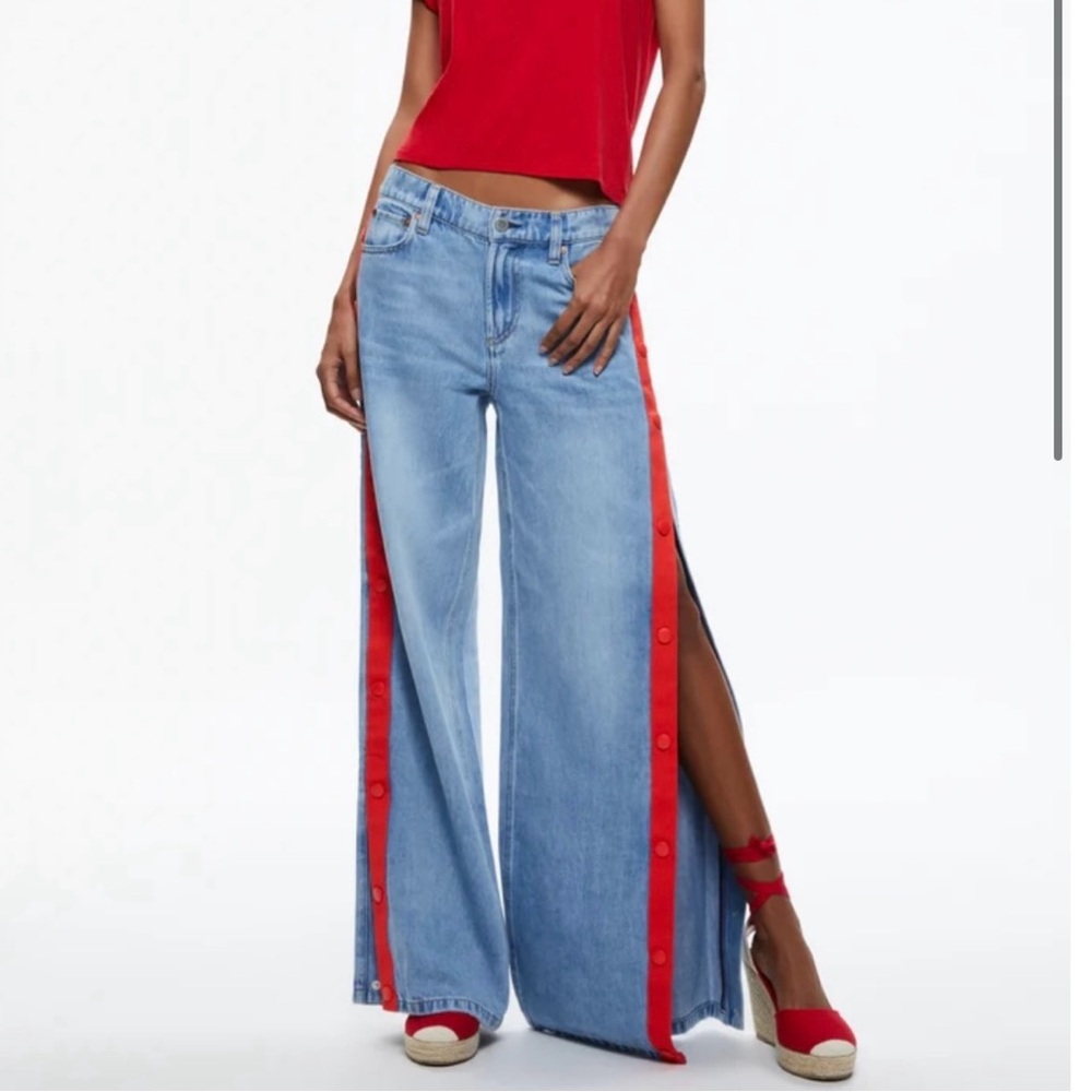 Alice + Olivia Blue and Red Flare Jeans